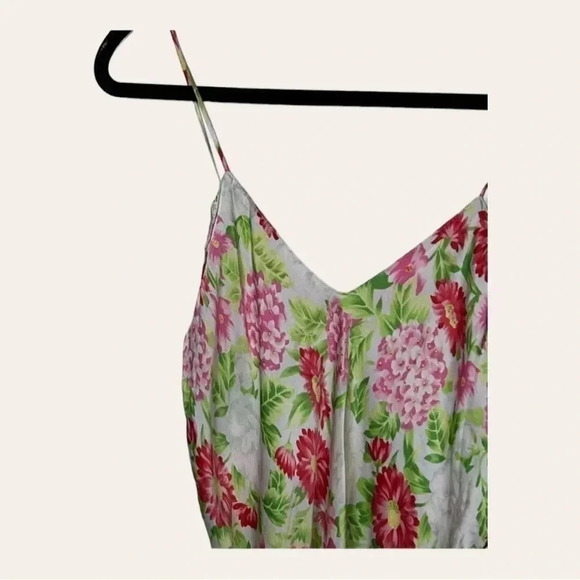 0283. FANTASIES BY MORGAN TAYLOR 100%‎ SILK NIGHTY FLORAL SPAGHETTI STRAPS SZ M - Picture 3 of 8